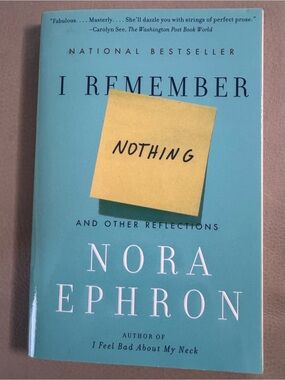 I Remember Nothing by Nora Ephron - Teal paper cover Book